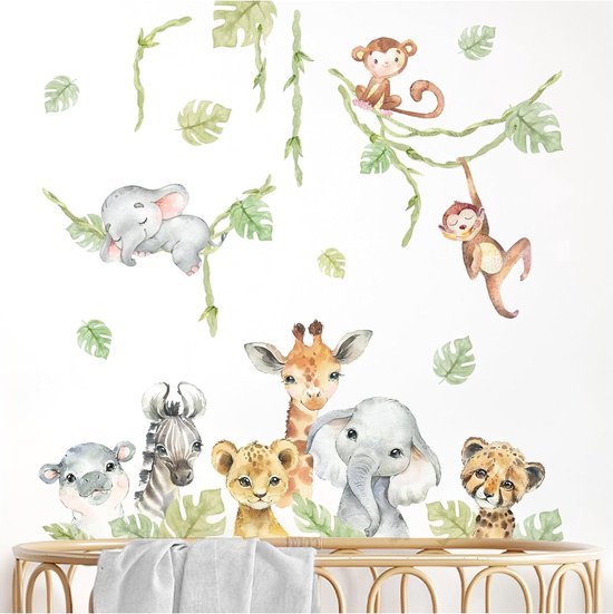 Muursticker safari dieren muursticker voor kinderkamer babykamer muursticker jungle wanddecoratie DL916-4