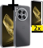 Hoesje Geschikt voor OnePlus 12R Hoesje Siliconen Case Met 2x Screenprotector - Hoes Geschikt voor OnePlus 12R Hoes Siliconen - Transparant