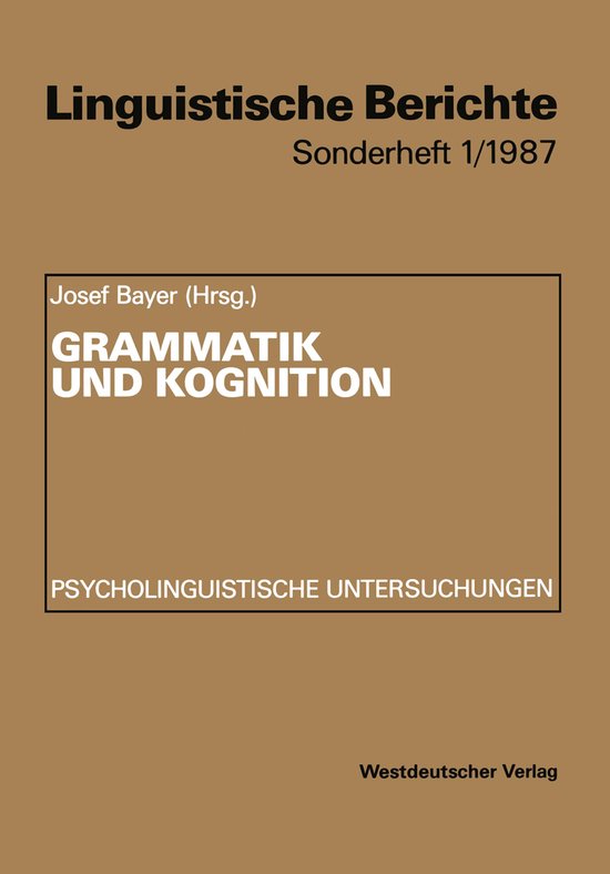 Grammatik Und Kognition - cover