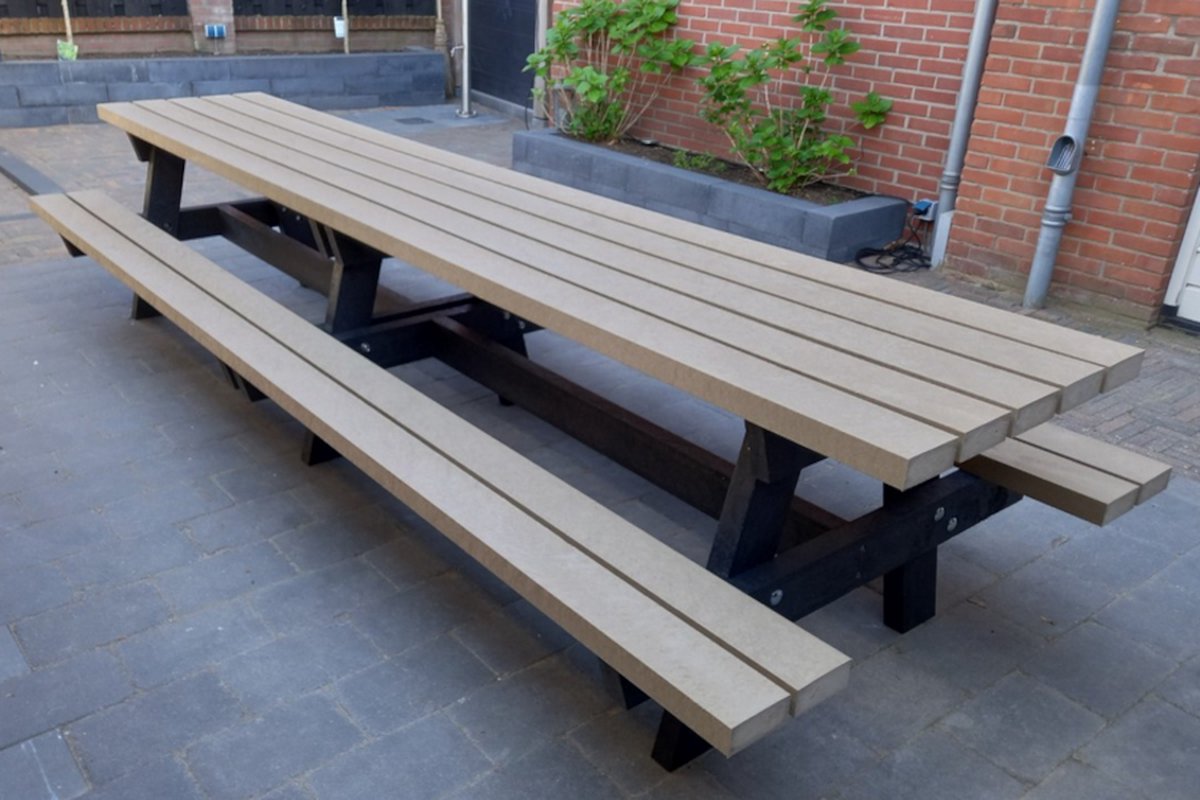 Rockwood® Picknicktafel Vlier - Zwaar Kunststof - Sand Beige 3.00m Naturel