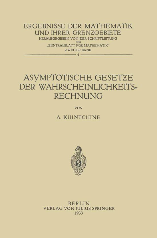 Asymptotische Gesetze Der Wahrscheinlichkeitsrechnung - cover