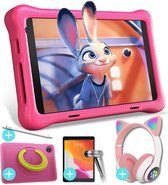 Kindertablet - Kindertablet vanaf 3 jaar - tablet kinderen - Grote tablet - 10.1 inch - 128GB - Android 12 - inclusief 4 accessoires - Roze