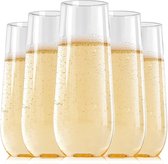 Set van 24 champagneglazen 250 ml kunststof champagnefluiten, bierglazen, dessertbekers voor tuin, bruiloft, jubileum, douches, feesten (24 stuks)