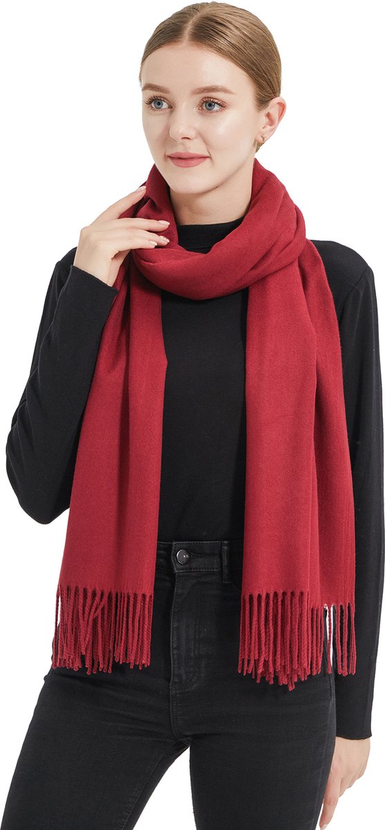 Een Maat 180x130cm Superora Dames Poncho - Gebreide Cape Met Franjes, Rood, Eén Maat Gebreide Omslagdoek Franjes