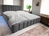 Maxi Maja - Klara tweepersoonsbed - Bed met frame - Container naar boven openend - Chromen poten - 160 x 200 - Kleur grijs - Magic Velvet stof 2217