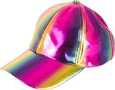 Regenboog pet metallic - Baseball cap - Petten - Pride - Met druksluiting - Multicolor