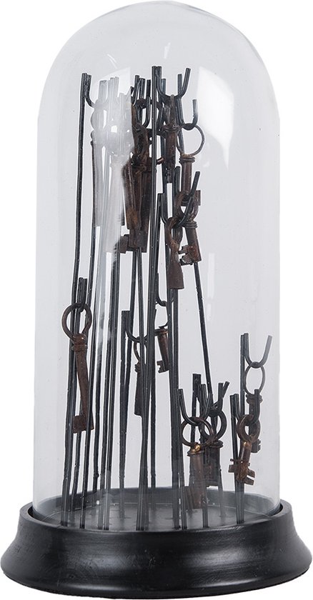Clayre & Eef Cloche Ø 18x36 cm Marron Verre Métal Clés