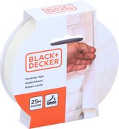 Black & Decker Afplaktape/schilderstape - wit - 25mm x 25m - voor binnen/buiten