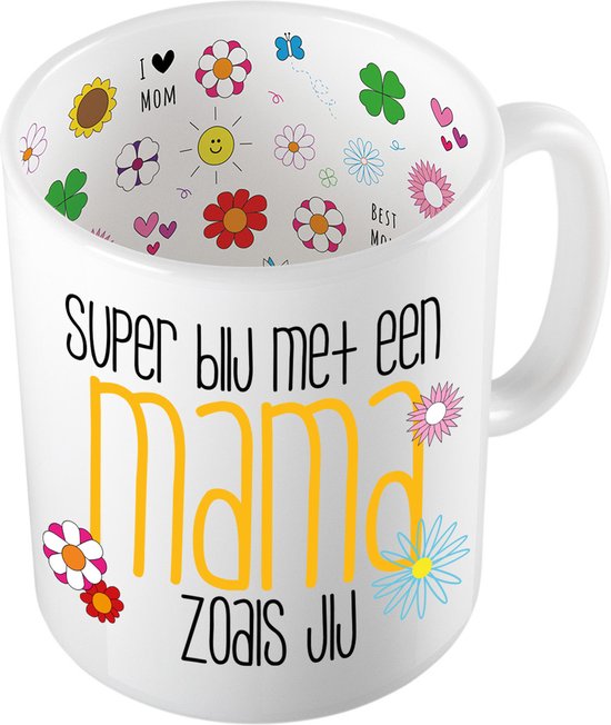 Bellatio Decorations Cadeau koffie/thee mok voor mama - oranje - super blij met mama - Moederdag