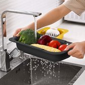 Waterval gootsteenzeef uitschuifbaar vergiet keuken – Wassen groente en fruit – Afgieten pasta hulpmiddel – Zwart
