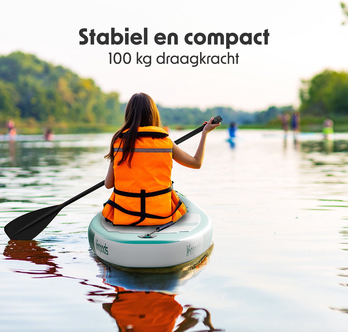 LifeGoods SUP Board Allround Compact - 120 KG Draagkracht - 300 x 76 cm - Opblaasbaar - Compleet SUP pakket - Mintgroen – foto 6