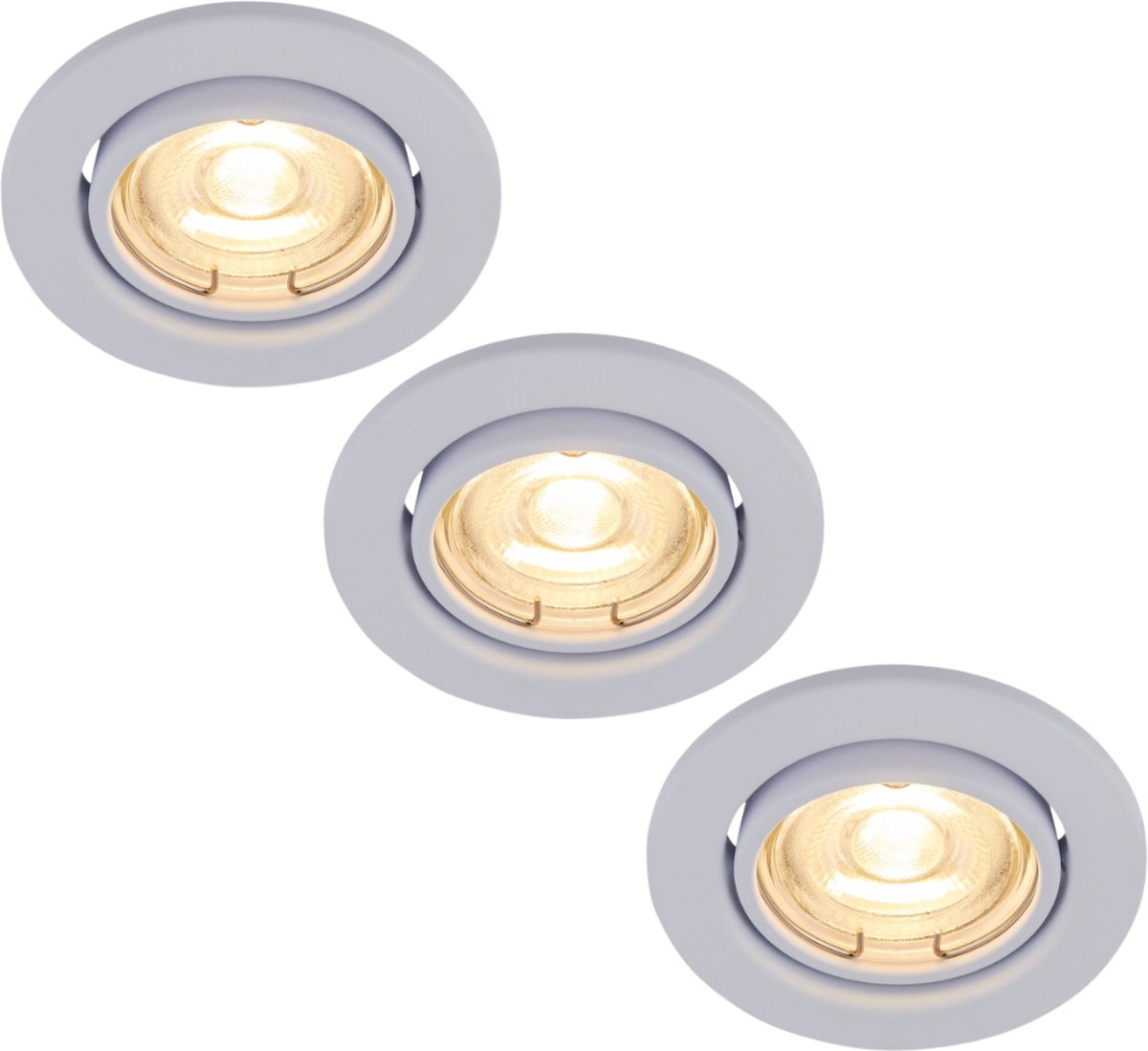 Inbouwspot wit rond kantelbaar- Met GU10 Fitting en dimbare GU10 LED lamp - 3 stuks