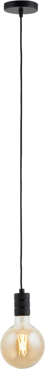 Pendel Mat Zwart - Inclusief Lichtbron Goud - Retro - 1.5m Snoer - Met Plafondkap