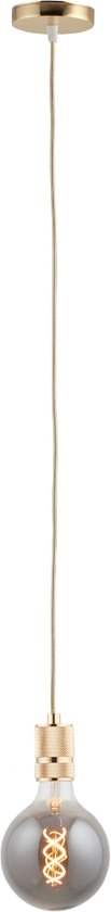 Pendel Goud - Inclusief Lichtbron Rookglas - Classic - 1.5m Snoer - Met Plafondkap