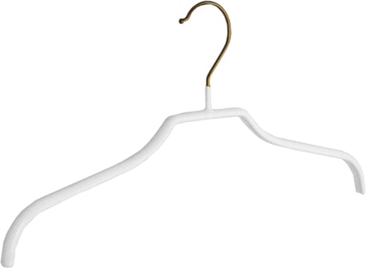De Kledinghanger Gigant - Kledinghanger - Kinderen - 8309 - 20 Stuks - Blousehanger - Shirthanger - metaal - Wit - Anti-slip Coating - 35 cm - Kleerhanger (8309_01/20)