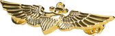Piloten/Vliegeniers verkleed broche - goud - metaal - 7 cm - Carnaval accessoires