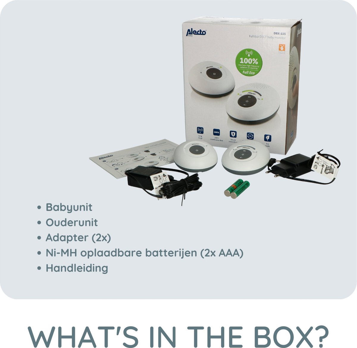 Afbeelding 2 van Alecto DBX-115 - Full Eco DECT Babyfoon - Wit/Antraciet