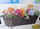 Florabest Rieten balkon bloembak - 60x18.5x19cm - Duurzame plantenbak met verstelbare houder - Weerbestendig