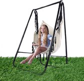 Hangstoel met Frame en 3 Kussens - Draagkracht tot 100 kg - Geschikt voor Binnen en Buiten - Perfect voor Tuinontspanning"