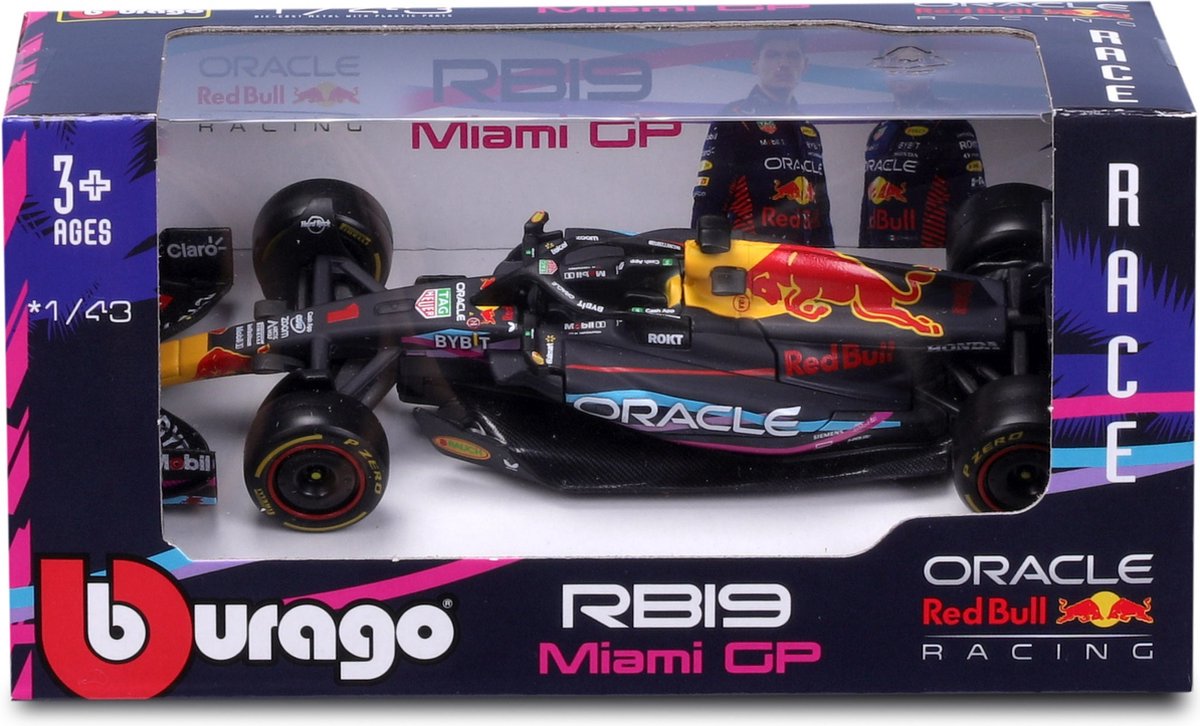 Bburago Red Bull Racing RB19 - #1 Max Verstappen - Formule 1 2023 - Winner Miami GP 2023 - schaalmodel - modelauto - schaal 1:43 - ca 11 cm — afbeelding 13