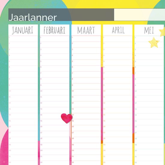 Jaarplanner A2, Wandkalender Jaarposter jaarplanner muur poster – Plannen met een Glimlach