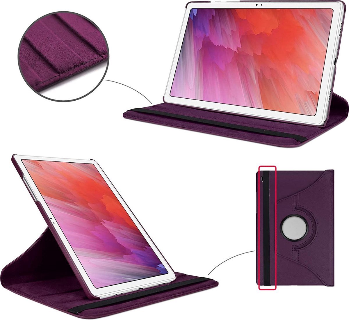 Draaibare Bookcase - Geschikt voor Samsung Galaxy Tab A7 Hoes - 10.4 inch (2020) - Paars