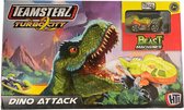 Teamsterz Turbo City Dinosaurus-Aanval Beast Machines - Geel Metalen Auto - Trek de Lanceerinrichting Terug
