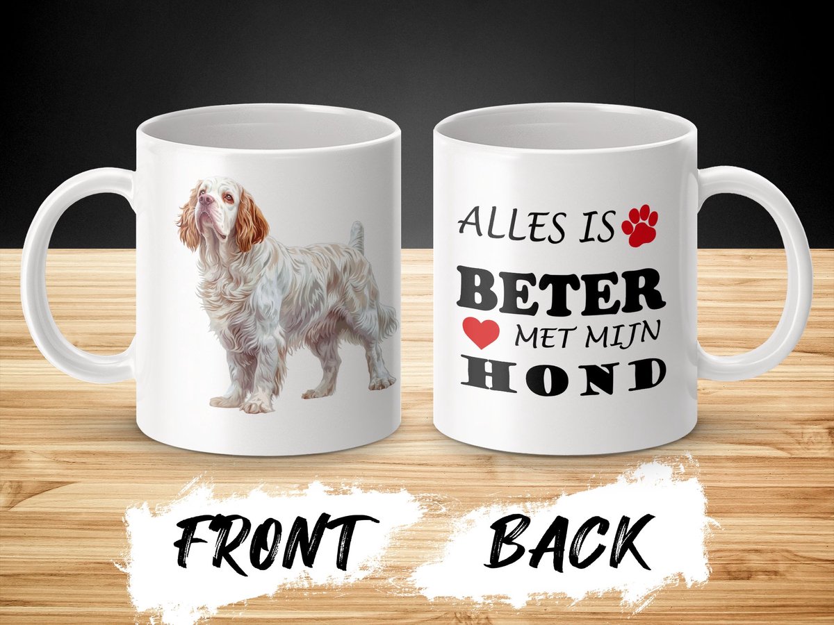 Mok Clumber Spaniel Alles is beter met mijn hond - dog - doglover