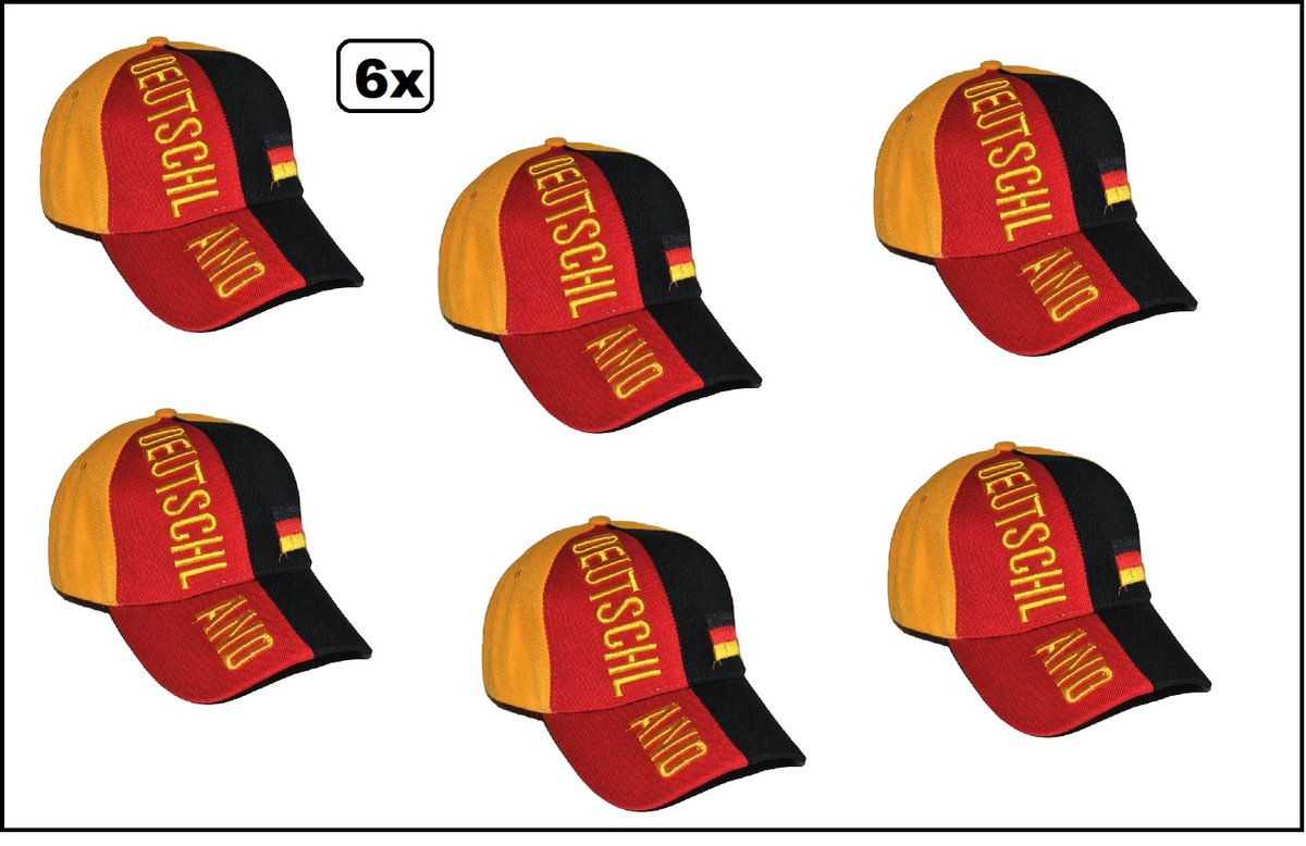 6 stuks Luxe Baseball pet Duitsland - verstelbaar - Cap Deutschland EK Voetbal festival thema feest party evenement sport