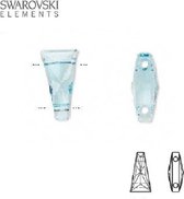 Swarovski Elements, 12 stuks Swarovski Keystone kralen met 2 rijggaten, 13x7mm, aquamarine, 5181