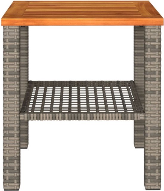 Tuintafel 70x70x25 cm poly rattan en acaciahout beige