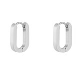 Joy Ibiza - rechthoek ovale oorbellen - klap scharnier oorringen ovaal - 1.8 cm - stainless steel