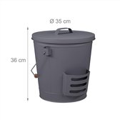 ash bucket with lid - asemmer met deksel ‎35 x 35 x 36 cm