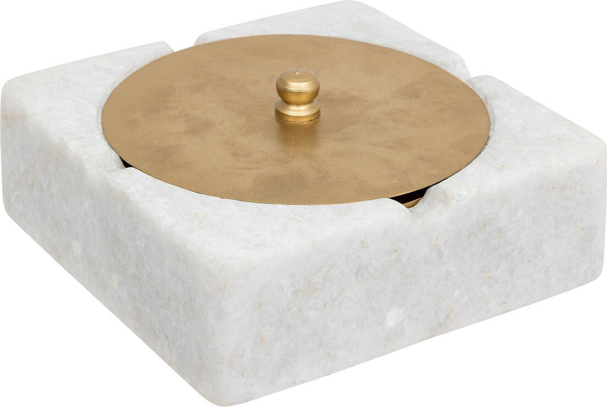 Goedkoopste Atmosphera Asbak Tropical Boudoir marmer/metaal 15x5cm - Wit/Goud