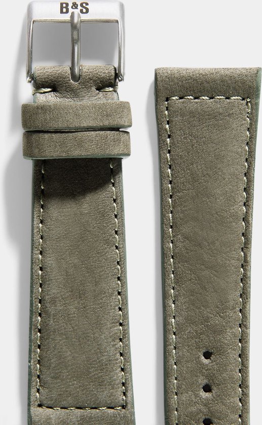 Bracelet de montre en cuir nubuck gris olive