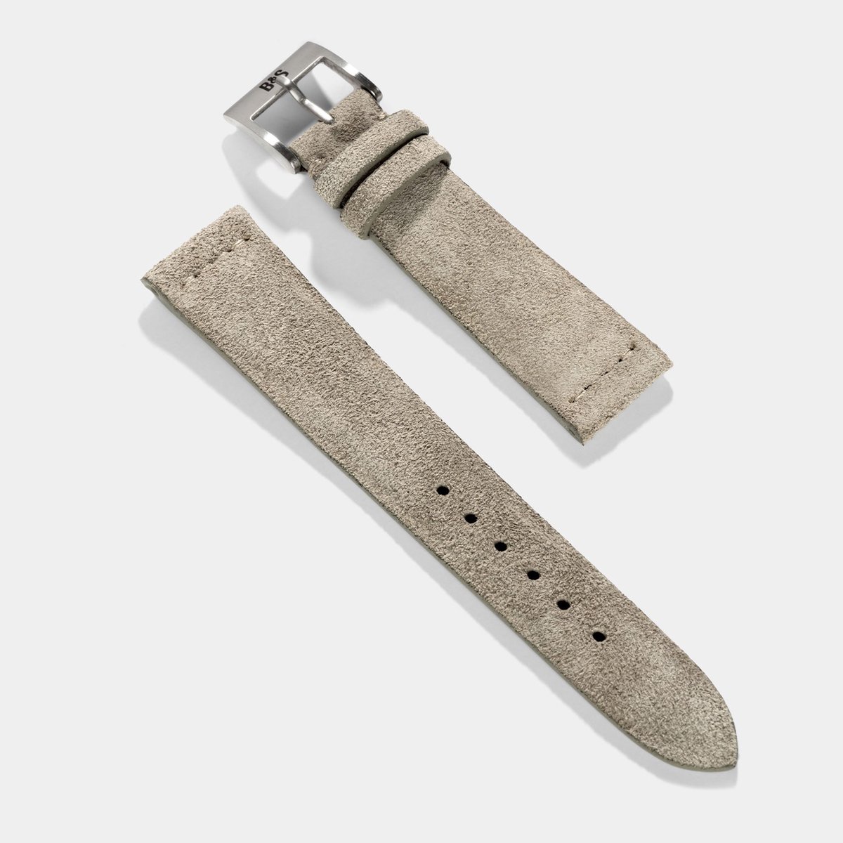 BS Leren Horlogeband Luxury - Concrete Grey Silky Suede - 20mm