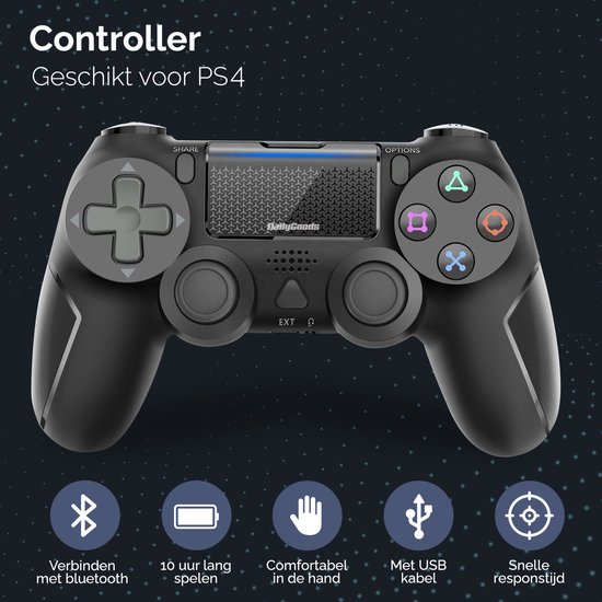 Draadloze Controller - Geschikt voor ps4 - Geschikt voor Playstation 4 - Ps4 controller - Zwart - ’merkloos’