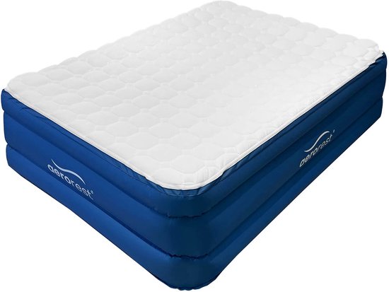 Matelas pneumatique AeroRest Cloud Top pour 2 personnes | 210 cm de longueur | Surmatelas amovible | Avec pompe intégrée | Sac de transport inclus |