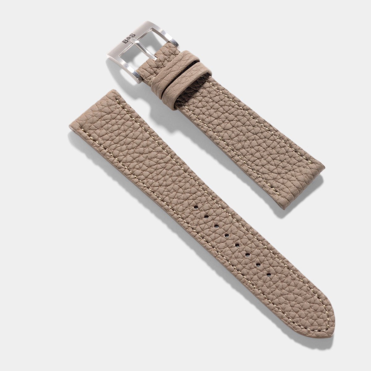 BS Leren Horlogeband Luxury - Togo Taupe Grey Tonal - 20mm