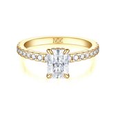 Astra - 18k Geelgouden Radiant Moissanite Ring met Pavé Zijstenen & Hidden Halo - 1.2 karaat.