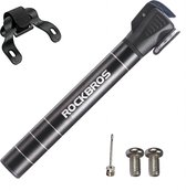 ROCKBROS Fiets minipomp aluminium framepomp 100 psi luchtpomp met ventielen (Presta & Schrader) voor MTB, racefiets, e-bike ca. 17,5 cm