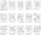 Kleurboek - knutselen - kleurplaten - kinderen - 15 stuks - A4 formaat - Prinsessen - Eigen design en print