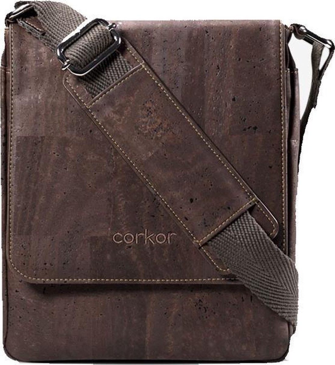Corkor CK264CC Messenger Bag Medium Dark Brown - Heren - Vegan - Handgemaakt
