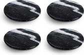 Chic Mix – Marmeren Onderzetters – Design Onderzetters voor Glazen – Marmeren Onderzettersset – Zwart Marmer – Set van 4 – Marble Coasters – Zwarte Ronde Glasonderzetters