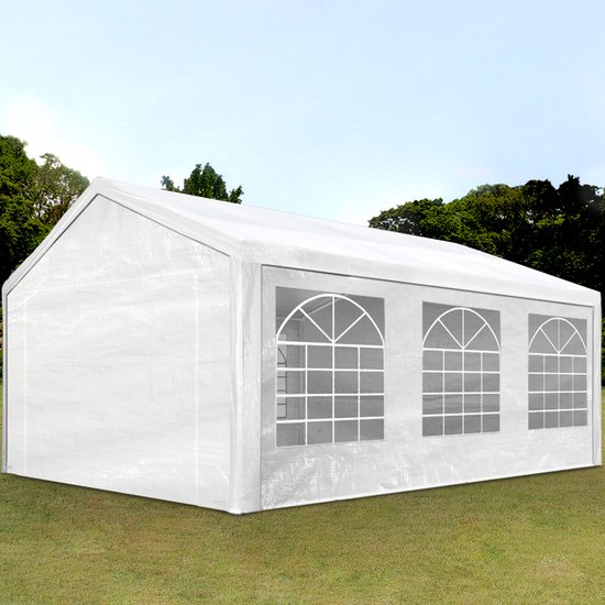 Partytent Feesttent Paviljoen 3x6 m wit PE 350 N zeil 100% waterdicht UV-bestendig