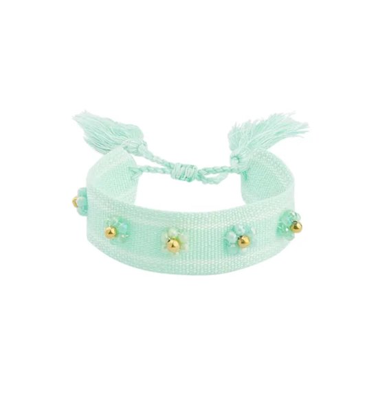 Armband - Flowers - Mint - Polyester/ Stainless steel