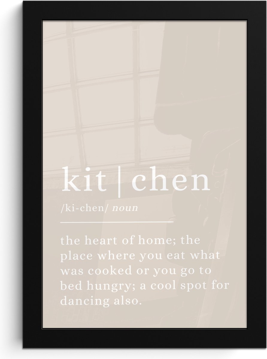 FrameYourWall Fotolijst inclusief poster - Posterlijst 20x30 cm - Posters - Quote - Kitchen - Definitie - Beige - Foto in lijst - Keuken decoratie muur - Wanddecoratie accessoires - Muurdecoratie - Schilderijen