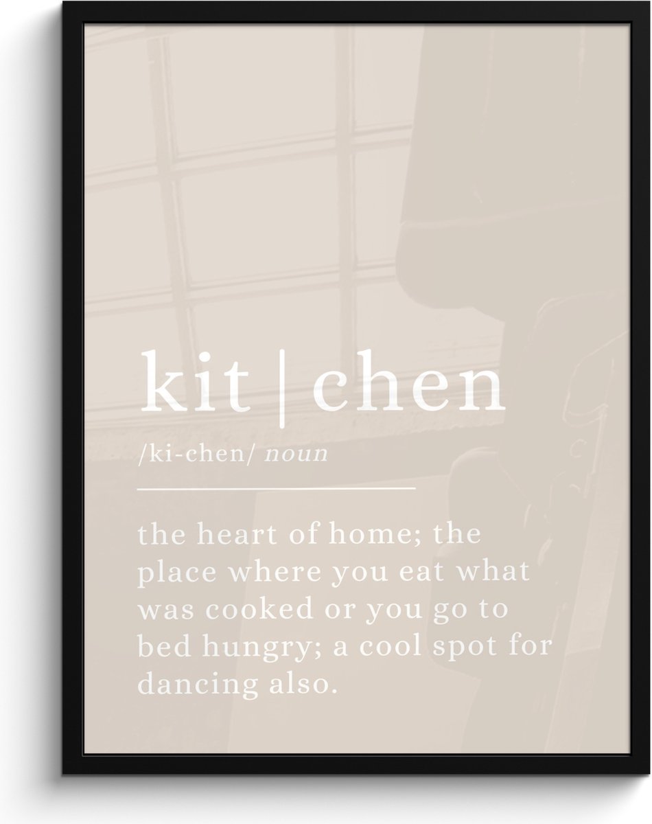 FrameYourWall Fotolijst inclusief poster - Posterlijst 60x80 cm - Posters - Quote - Kitchen - Definitie - Beige - Foto in lijst - Keuken decoratie muur - Wanddecoratie accessoires - Muurdecoratie - Schilderijen