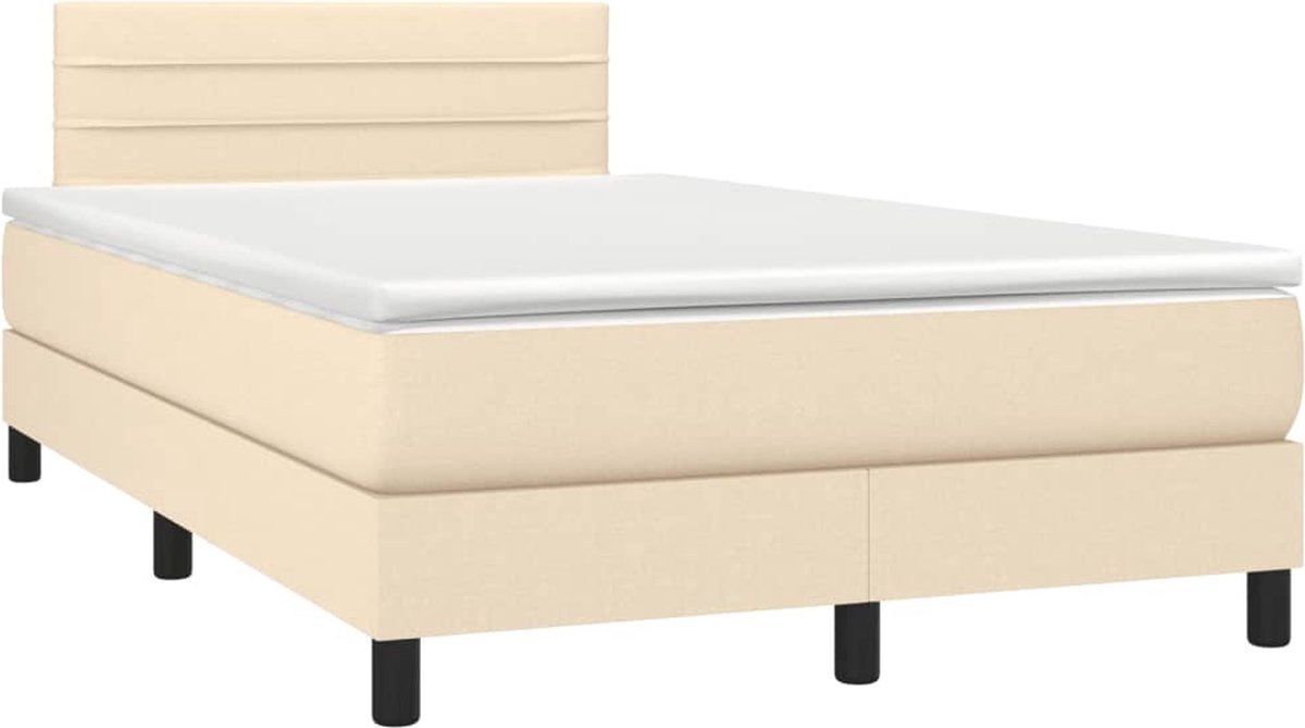 vidaXL - Boxspring - met - matras - stof - crèmekleurig - 120x190 - cm