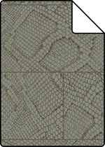 Proefstaal Origin Wallcoverings behang tegelmotief met slangenprint taupe - 347785 - 26,5 x 21 cm